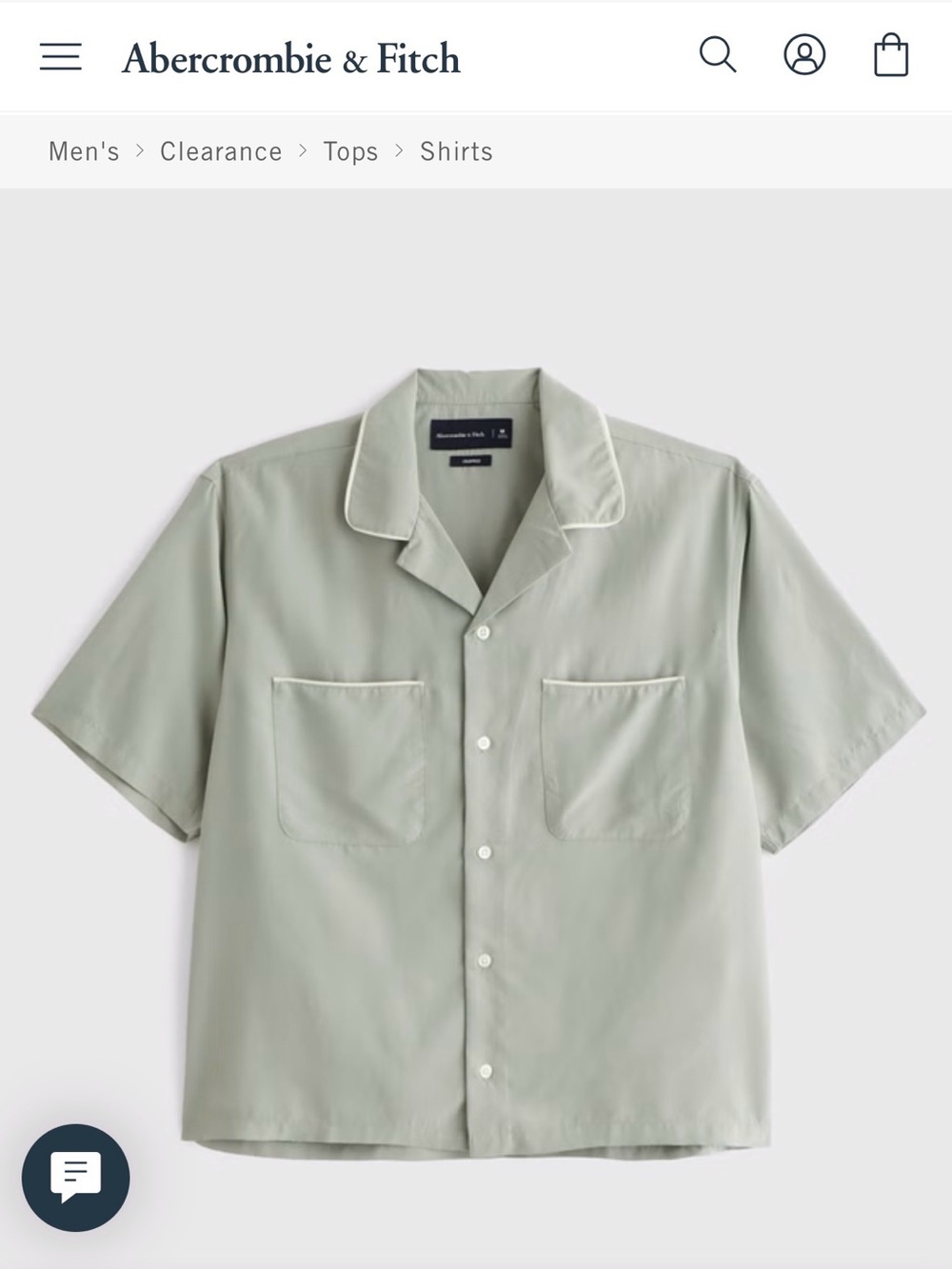Abercrombie & Fitch Sage Green Short Sleeve Button-Down Shirt